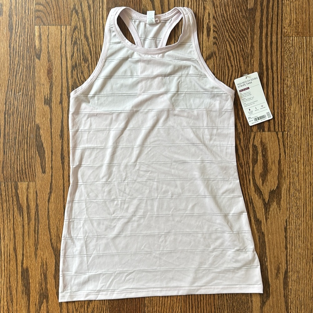 ATHLETA High Neck Chi Double Stripe Tank Top light lavender XS